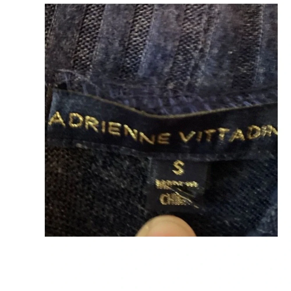 Adrienne Vittadini‎ Navy Mock Neck Asymmetric Sweater Ribbed Sleeves Size S